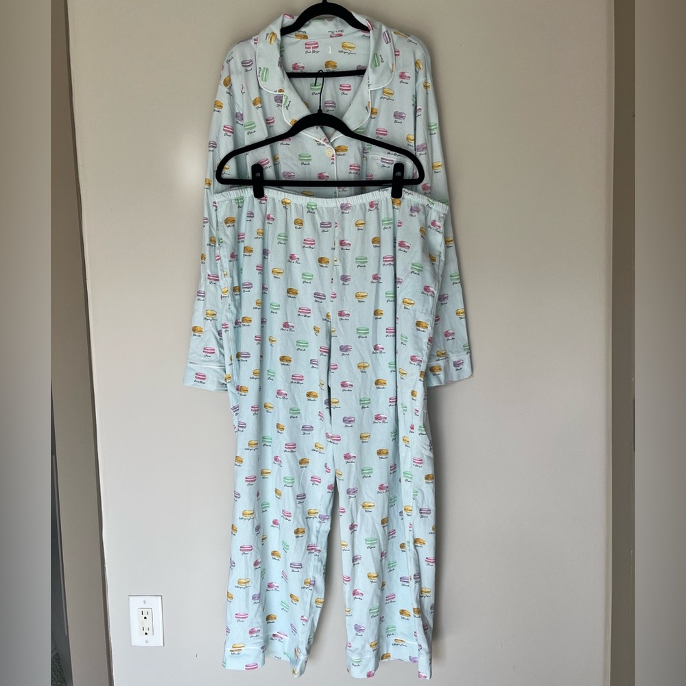 BedHead Pajamas 2X Macaron Print Pajama Set Blue Parisian Macarons PJs - Picture 4 of 9